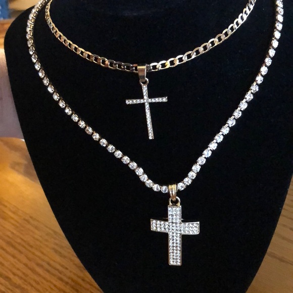 Faux Gold / Diamond Necklace - Picture 2 of 6